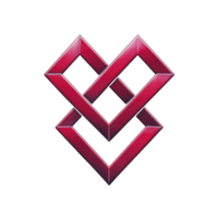 A This features geometric design with interlocking red diamond shapes, creating modern and abstract appearance. design is set against transparency background, emphasizing its bold and striking look png
