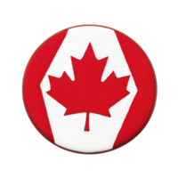 A This features circular patch with red maple leaf design, symbolizing Canada, set against red and transparency background. patch is likely used for clothing or accessories png