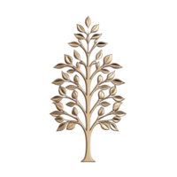 A stylized golden tree with intricate branches and leaves, symbolizing growth and elegance. metallic finish adds luxurious touch, making it ideal for decorative purposes png