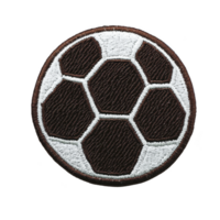 A This shows embroidered patch featuring soccer ball design with hexagonal pattern, typically used for decoration clothing or accessories. patch has classic black and white color scheme png