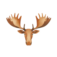 A stylized illustration of moose head with large antlers, featuring smooth, polished wood texture. design is simple yet elegant, capturing essence of wildlife art png