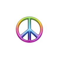 A vibrant, multicolored peace symbol with glowing effect stands out against transparency background, symbolizing harmony and unity png