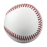 A close up image of classic white baseball with red stitching, showcasing its texture and design. ball is isolated on plain background, emphasizing its details png