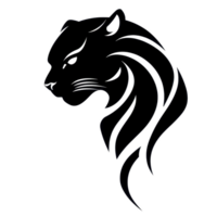 A sleek black silhouette of lion head with flowing mane, symbolizing strength and elegance. design is simple yet powerful, capturing essence of majestic animal png