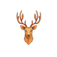 A stylized illustration of deer head with prominent antlers, featuring warm color palette and smooth, artistic design. image conveys sense of elegance and nature png