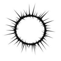 circular Preto tinta Espirrar com afiado, irregular espigões irradia para fora, criando dinâmico e nervoso Projeto. abstrato padronizar evoca sentido do movimento e energia png