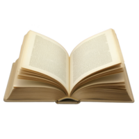 open book with visible text on its pages, showcasing classic and timeless design. book pages are slightly yellowed, suggesting age and wisdom, inviting readers to explore its contents png