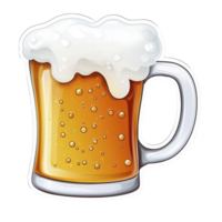 A frothy mug of beer with bubbles rising in transparent glass, evoking sense of refreshment and enjoyment. golden liquid contrasts with white foam on top png