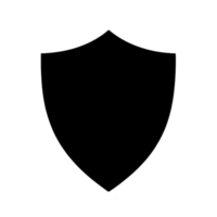 simple black shield icon with classic shape, symbolizing protection and security. minimalist design is versatile for various uses, including digital and print media png