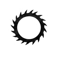 circular saw blade silhouette with sharp, evenly spaced teeth creates bold and industrial design. black and white contrast emphasizes sharpness and precision of tool png