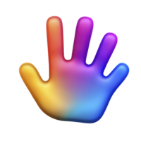 uma colorida gradiente impressão da mão com vibrante matizes do vermelho, laranja, amarelo, azul, e roxo, simbolizando diversidade e criatividade. suave transição do cores cria visualmente atraente e artístico png