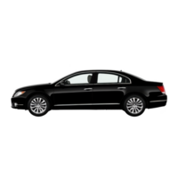 sleek black sedan car is shown side view, highlighting its modern design and smooth lines. vehicle features shiny alloy wheels and tinted windows, conveying sense of elegance and sophistication png