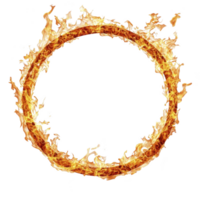 fiery ring burns brightly against transparency background, creating dramatic and intense visual effect. flames dance around circular shape, evoking sense of energy and power png