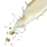 splash of creamy milk with droplets and splatters captured mid air, creating dynamic and fluid motion. image showcases texture and movement of liquid, evoking sense of freshness and vitality png
