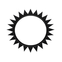Preto circular reluzente Projeto com afiado, aguçado raios irradiando para fora, criando negrito e impressionante silhueta contra transparente fundo. geométrico padronizar é simples ainda olho pegando png