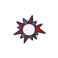 uma vibrante bordado fragmento características circular branco Centro com dinâmico vermelho e azul starburst padrões estendendo para fora, criando negrito e enérgico Projeto png