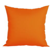 vibrant orange square pillow with smooth texture, perfect for adding pop of color to any living space. bright hue creates cheerful and inviting atmosphere png