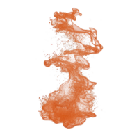 This features dynamic splash of orange liquid, creating abstract and energetic form against transparent background. fluid motion and vibrant color evoke sense of creativity and movement png