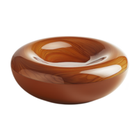 glossy, wooden bowl with smooth, rounded design and rich brown tones, reflecting light elegantly. bowl polished surface highlights natural wood grain, creating warm, inviting appearance png