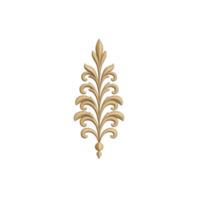 An elegant, symmetrical gold ornament design with intricate leaf patterns, perfect for decorative purposes. design features central stem with curved leaves extending outward, creating classic png