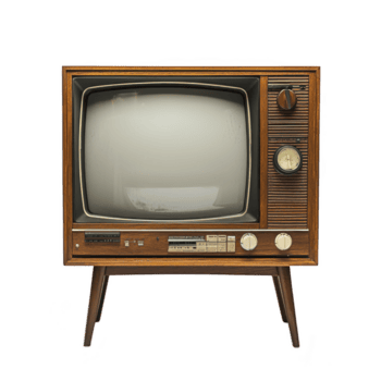 vintage de madeira televisão conjunto com dials e retro Projeto evoca nostalgia. clássico televisão características curvado tela e carrinhos em quatro pernas, reminiscente do meio 20 século estilo png