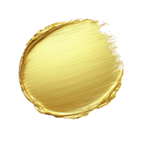 vibrant gold paint stroke forms circular shape with textured edges, creating striking and artistic design. metallic sheen adds luxurious and elegant touch png