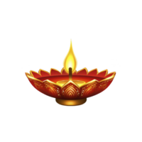 beautifully designed red and gold diya lamp with intricate patterns and glowing flame, symbolizing warmth and celebration, often used in festivals and spiritual ceremonies png