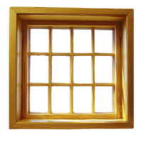 wooden window frame with grid design features natural finish, showcasing wood texture and grain. frame is square, with multiple panes creating classic and rustic appearance png