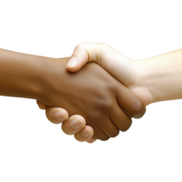 handshake between two individuals of different skin tones symbolizes unity and cooperation. image conveys message of diversity, partnership, and mutual respect png