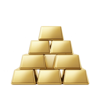 pila di brillante oro barre è disposte nel piramide forma, simboleggiante ricchezza e investimento. barre siamo riflessivo e ordinatamente allineato, la creazione di senso di lusso e prosperità png