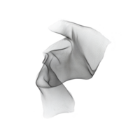 This features abstract 3D wireframe structure with fluid, organic shape, resembling flowing fabric or wave. monochrome design creates sense of movement and depth png