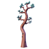 stylized, twisting tree with smooth, curved trunk and sparse, blue green leaves creates whimsical and artistic appearance. tree unique shape adds touch of fantasy png