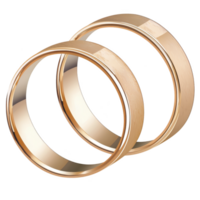 Two elegant gold wedding bands are intertwined, symbolizing unity and love. smooth, polished surface reflects light beautifully, adding touch of sophistication and timelessness png