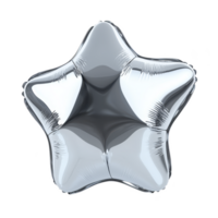 shiny silver star shaped balloon with reflective surface, perfect for festive occasions and celebrations, adding touch of elegance and joy to any event png