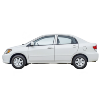 sleek white sedan car is shown in side profile view, highlighting its clean lines and compact design. vehicle features four doors and is equipped with standard wheels png