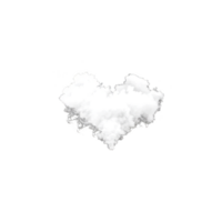 fluffy white cloud shaped like heart floats against stark transparency background, creating striking contrast and evoking feelings of love and serenity png