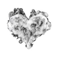 heart shaped cloud of white smoke against transparency background creates dreamy and ethereal effect, symbolizing love and mystery. swirling patterns add sense of movement and fluidity png
