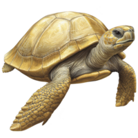 detailed illustration of tortoise with textured shell and expressive eyes, showcasing its natural beauty and intricate patterns. tortoise appears calm and majestic png
