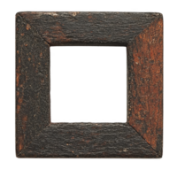 rustic, square wooden frame with weathered texture and dark brown finish, perfect for adding vintage touch to any decor. frame simplicity and aged appearance evoke sense of nostalgia png