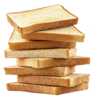 stack of golden brown sliced bread is neatly arranged, showcasing its soft texture and inviting appearance. slices are evenly cut, perfect for sandwiches or toast png