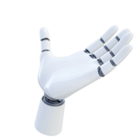 sleek, futuristic robotic hand with articulated fingers is shown, symbolizing advanced technology and innovation. white and metallic design highlights precision engineering png