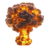 fiery explosion with large mushroom cloud of smoke and flames, creating dramatic and intense scene. image captures power and energy of massive blast png
