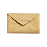 plain beige envelope is centered against transparency background, showcasing its simple and classic design. envelope is closed, with triangular flap neatly folded over back png