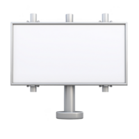 blank white billboard with metallic frame stands on single pole, ready for advertising. simple design is isolated on transparency background, emphasizing its potential for customization png