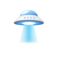 futuristic UFO emits bright blue beam, hovering in space. sleek design and glowing lights create sense of mystery and intrigue, evoking thoughts of extraterrestrial encounters png