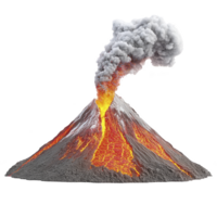dramatic volcanic eruption with fiery lava flowing down slopes and thick smoke billowing into sky, showcasing raw power of nature png