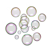 Colorful soap bubbles floating against transparency background, creating whimsical and playful atmosphere. bubbles display spectrum of colors due to light reflection and refraction png