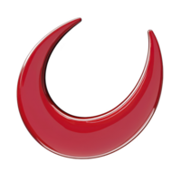 shiny red crescent shape with smooth, glossy finish, resembling stylized moon or artistic symbol, isolated on transparency background png
