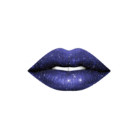 pair of lips with cosmic theme, featuring deep blue color adorned with sparkling stars, creating mystical and glamorous appearance. lips are set against plain background, emphasizing their png