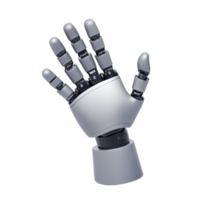 sleek robotic hand with articulated fingers is shown, showcasing advanced technology and innovation. metallic design highlights precision engineering and futuristic aesthetics png